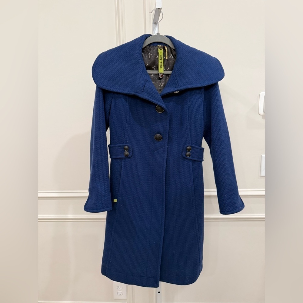 Soia & Kyo Blue Pea Coat Canadian Wool